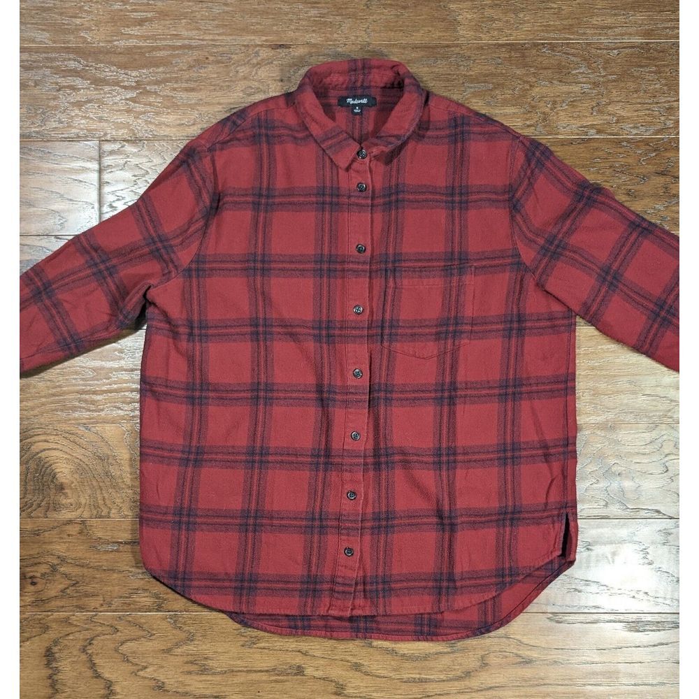 Madewell Women's Flannel Oversized Size Small Ex-Boyfriend‎ Shirt In Windowpane